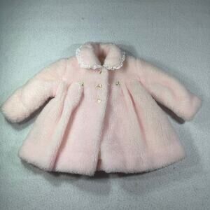Millicent's San Francisco Baby Faux Fur Pink Jacket Coat Vintage Lace